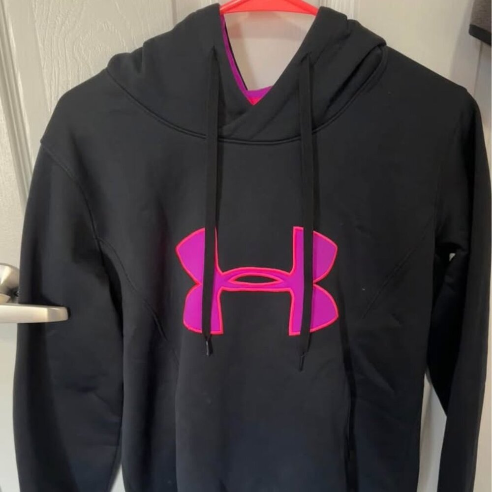 Women's Black/Hot Pink Under Armour Storm Fleece Pullover Hoodie Sweatshirt